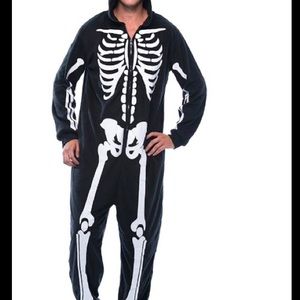 Men’s Skeleton onesie size Large with light up mask (green)
